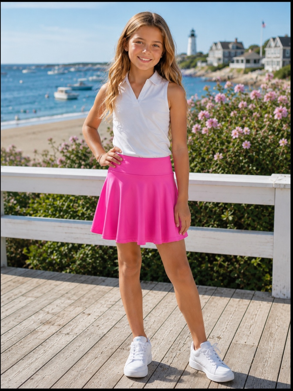 NWT Polo Ralph Lauren Girls Hot Pink Flounced Ponte Skort Preppy Summer Vacation
